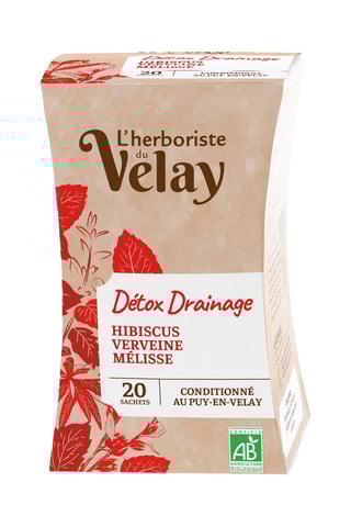 4 x Détox drainage hibiscus verveine fraise bio - 20 sachets
