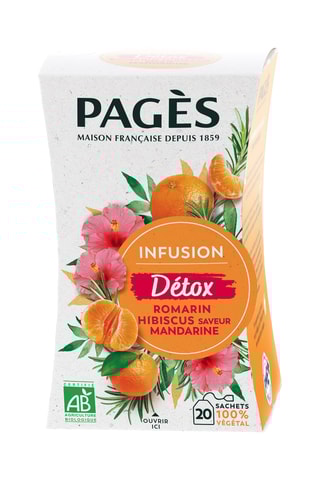 4 x Infusion bio détox romarin hibiscus mandarine - 20 sachets