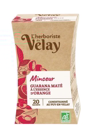 2 x Détox drainage hibiscus verveine fraise bio - 20 sachets, 2 x Minceur (Guarana, Orange, Maté) - 20 sachets et 2 x Infusion romarin menthe cassis de la Drôme bio - 20 sachets