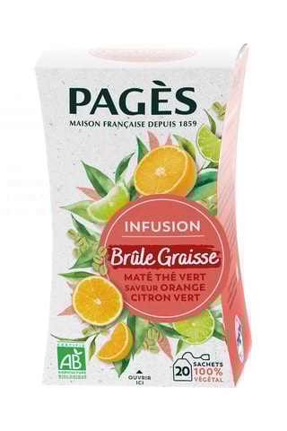 4 x Infusion BIO Brûle Graisses (Maté, café vert, thé vert, guarana, citron vert, orange) - 20 sachets
