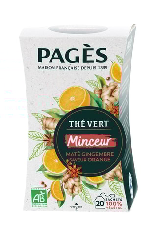 4 x Thé vert BIO Minceur (Gingembre, saveur orange) - 20 sachets