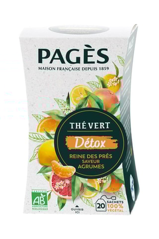 4 x Thé vert BIO Détox (Thé vert, reine des prés, saveur agrumes Yuzu) - 20 sachets