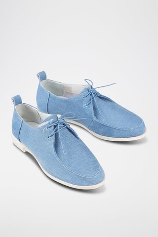 Sapatos de vela em nobuck - Azul-claro