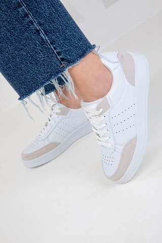 Sapatilhas com plataforma - Branco e rosa-velho