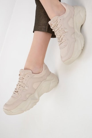 Sapatilhas com plataforma - Bege