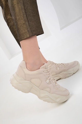 Sapatilhas com plataforma - Bege