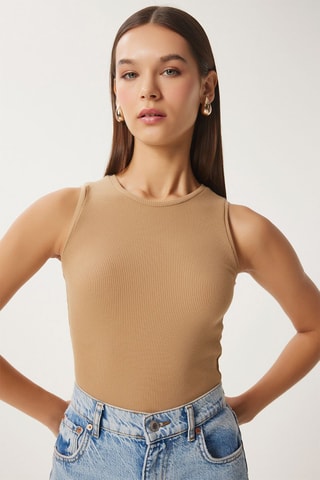 Camisola de alças - Castanho