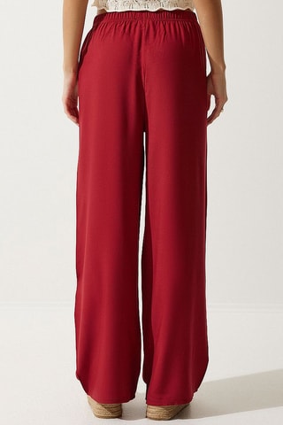 Calças palazzo de cintura subida - Bordô