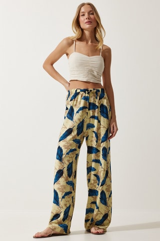 Calças wide legs - 
Bege