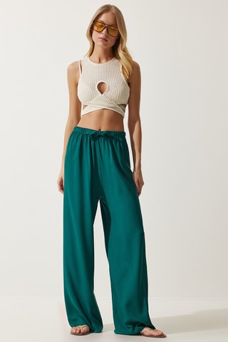 Calças palazzo - Verde-esmeralda