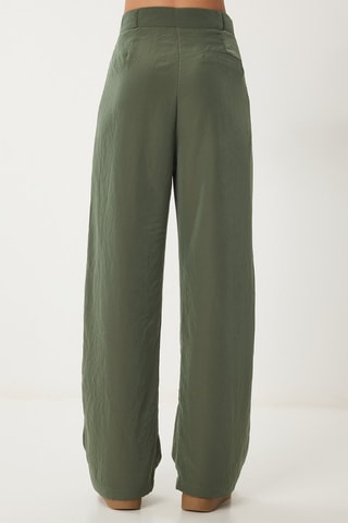 Calças palazzo cintura alta - Caqui