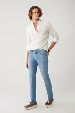 Calças de ganga slim - Azul-claro