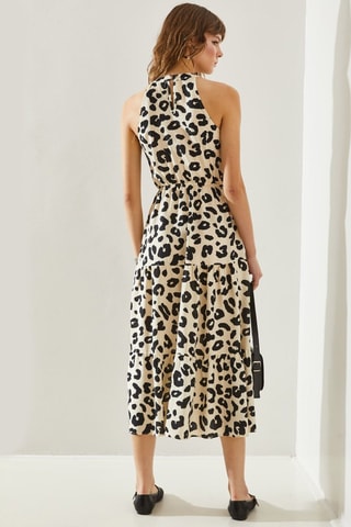 Vestido midi - Cru e preto