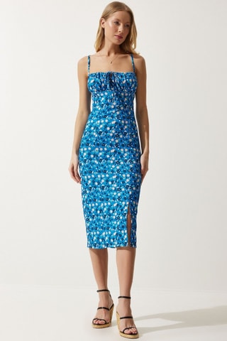 Vestido justo - Azul e preto