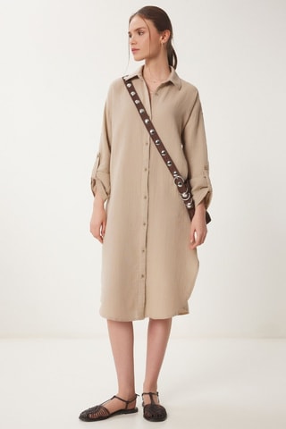 Vestido-camisa - Bege