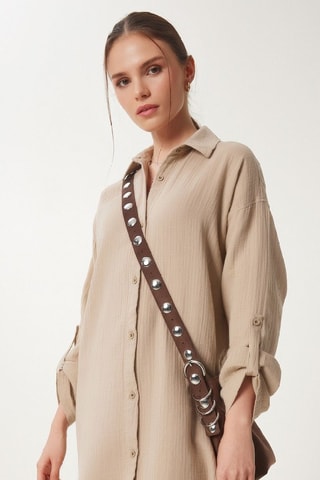 Vestido-camisa - Bege