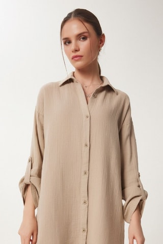 Vestido-camisa - Bege