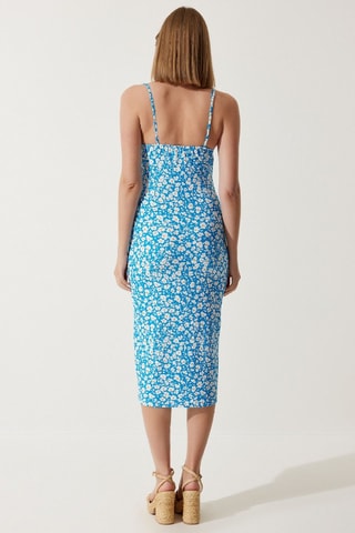 Vestido midi - Azul e branco