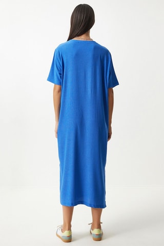 Vestido comprido - Azul-cobalto