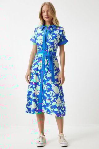 Vestido-camisa - Azul-cobalto