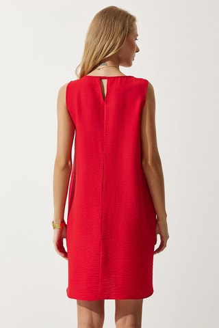 Vestido trapézio em linho - Vermelho