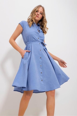 Vestido-camisa - 
Azul