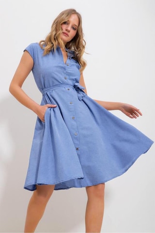 Vestido-camisa - 
Azul