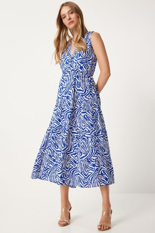 Vestido midi sem mangas - Azul-marinho