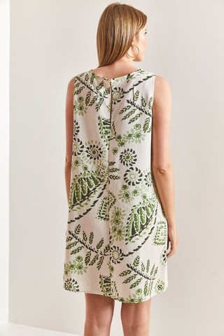 Vestido direito em linho sem mangas - Verde