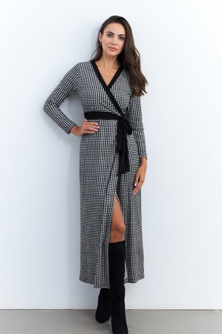 Vestido traçado - Preto e cru