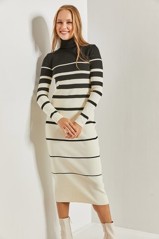 Vestido-camisola - Branco e preto