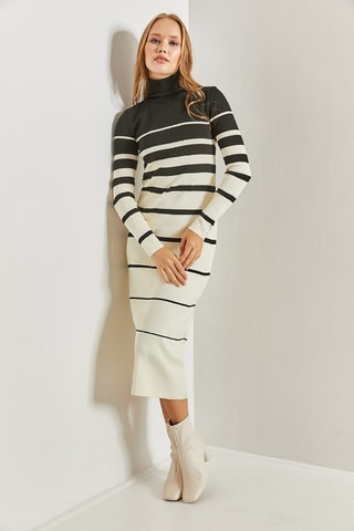 Vestido-camisola - Branco e preto