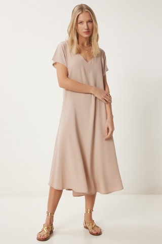 Vestido midi - Nude