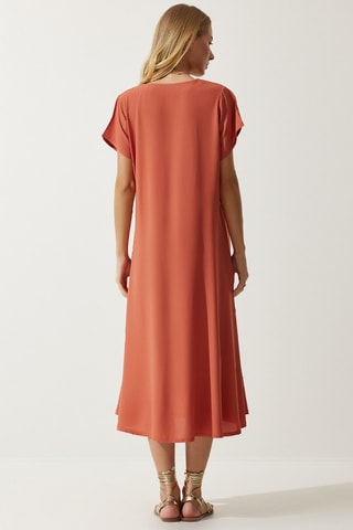 Vestido midi - Vermelho-tijolo