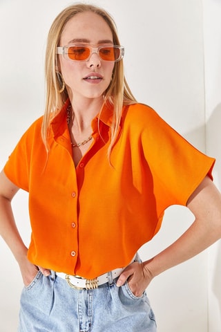 Camisa em linho - Laranja