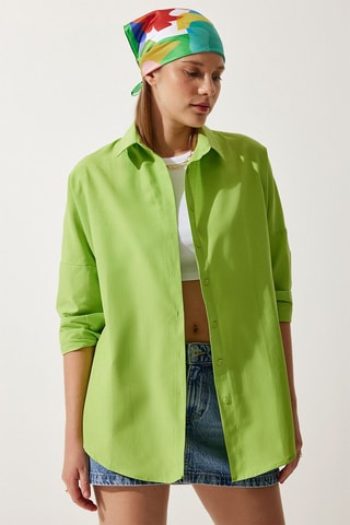 Camisa oversize - Verde-claro