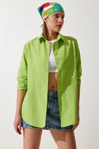 Camisa oversize - Verde-claro