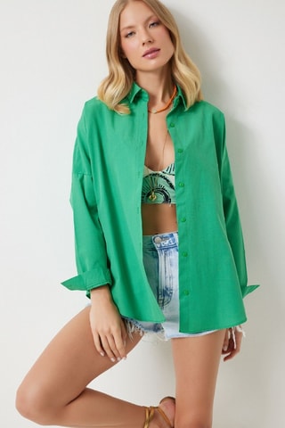 Camisa oversize - Verde-claro