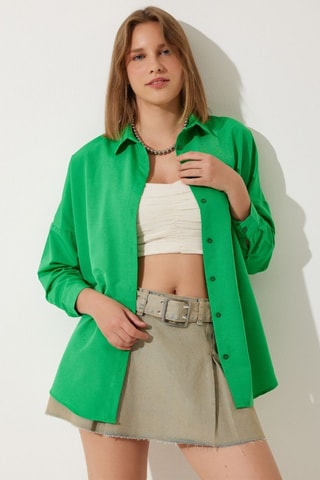 Camisa oversize - Verde-escuro