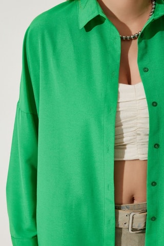 Camisa oversize - Verde-escuro