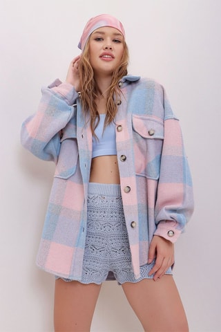 Sobrecamisa - Rosa-maquilhagem e azul-claro