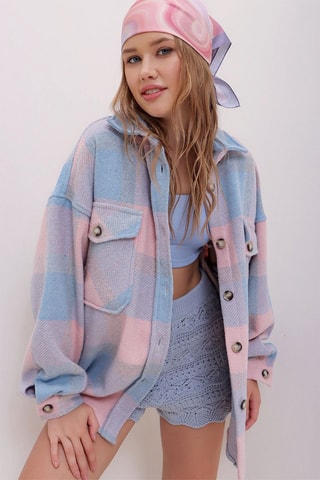 Sobrecamisa - Rosa-maquilhagem e azul-claro