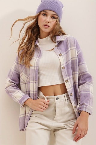 Sobrecamisa - Malva e branco