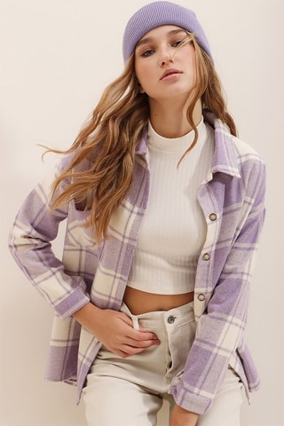 Sobrecamisa - Malva e branco