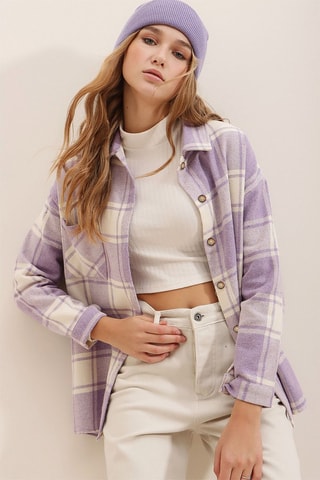 Sobrecamisa - Malva e branco