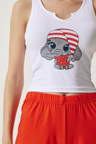 Pijama - Branco e laranja