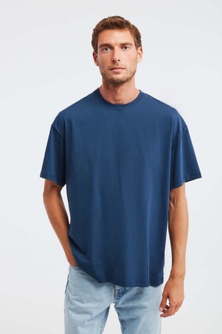 T-shirt oversize em algodão biológico - Azul-marinho