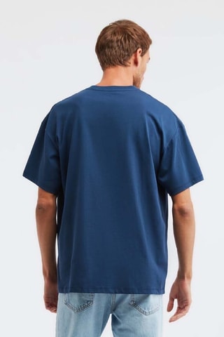 T-shirt oversize em algodão biológico - Azul-marinho