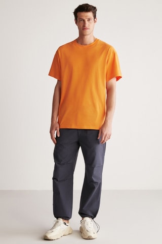 T-shirt oversize em algodão biológico - Laranja
