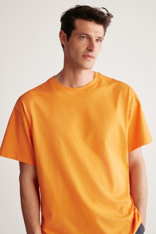 T-shirt oversize em algodão biológico - Laranja